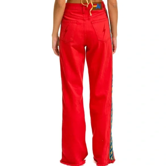 BOLT STRIPE HI RISE WIDE-LEG GYPSYJEAN size 30 inseam 30”